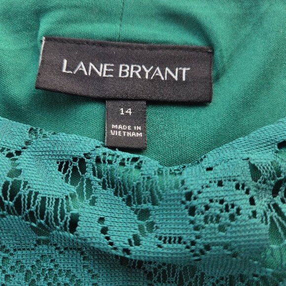 Lane Bryant Lace Colorblock Pleated Midi Dress in Emerald Green and Black Size14 - Picture 13 of 15